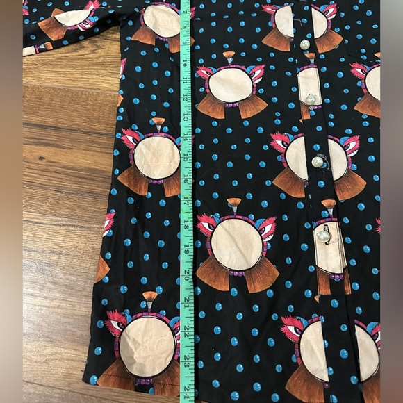 Black Button-Up Shirt with Colorful Print - Picture 7 of 7